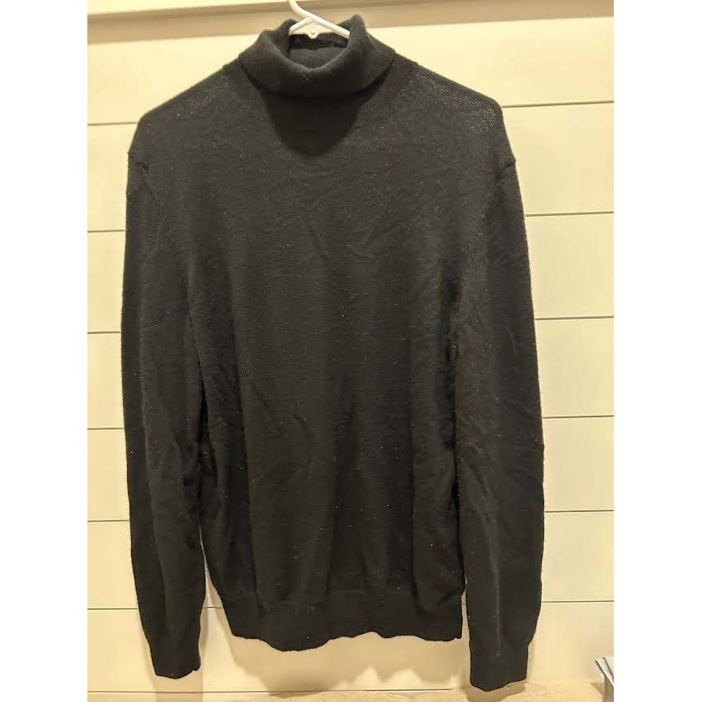 Jos. A. Bank Traveler Mens Black 100% Merino Wool Turtleneck Sweater Large